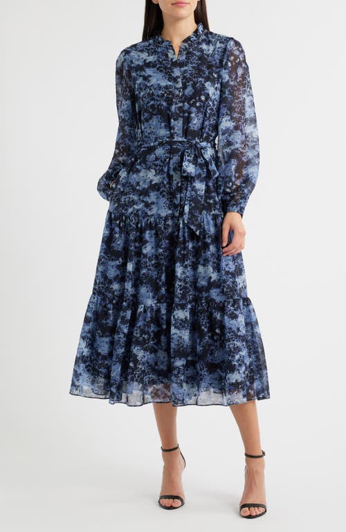 Kobi Halperin Judge Floral Print Long Sleeve Maxi Dress In Blue