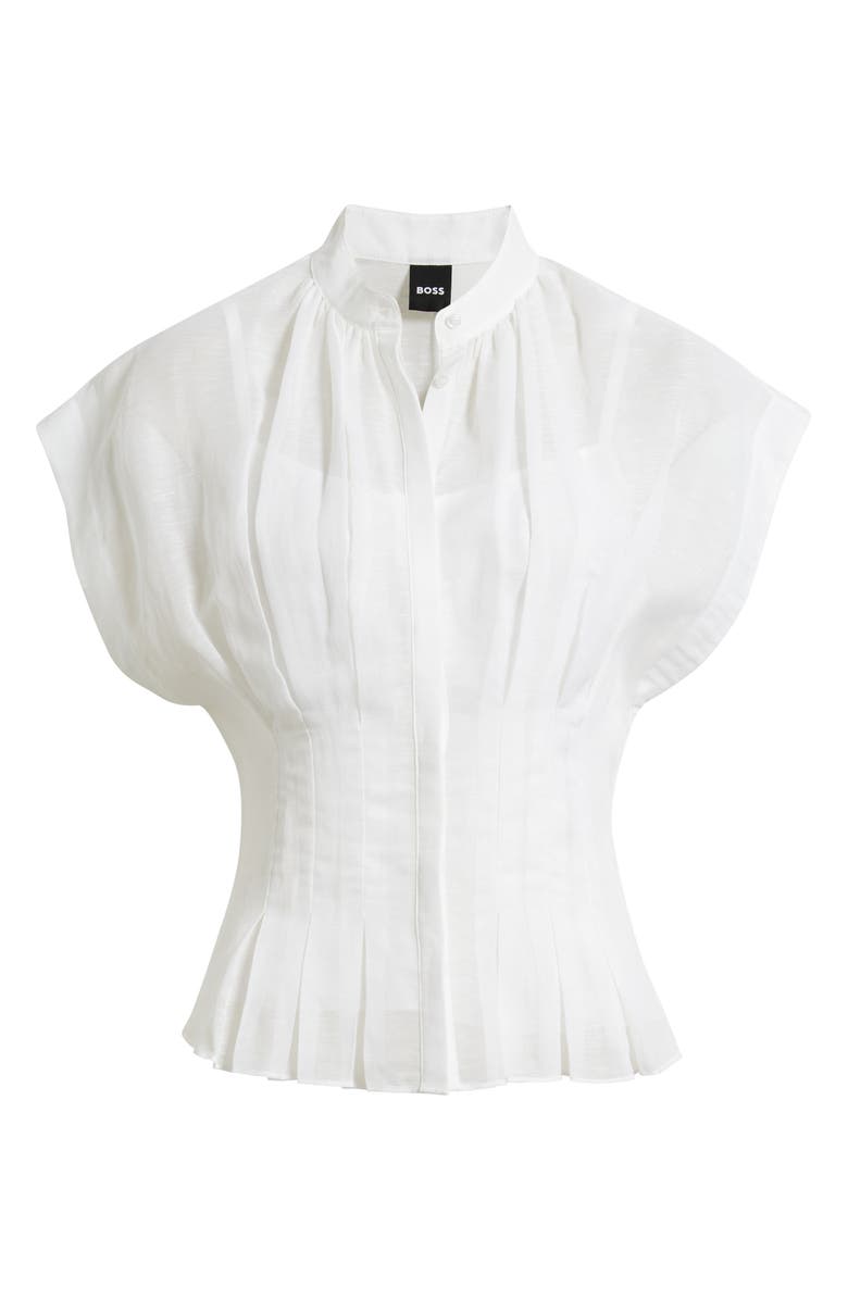 BOSS Pleat Woven Shirt, Alternate, color, Bright White