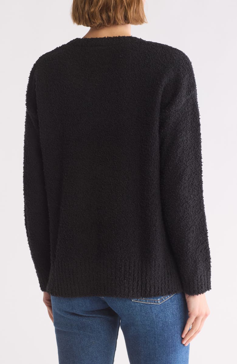 Bobeau Silky Plush Step Hem Sweater, Alternate, color, Black