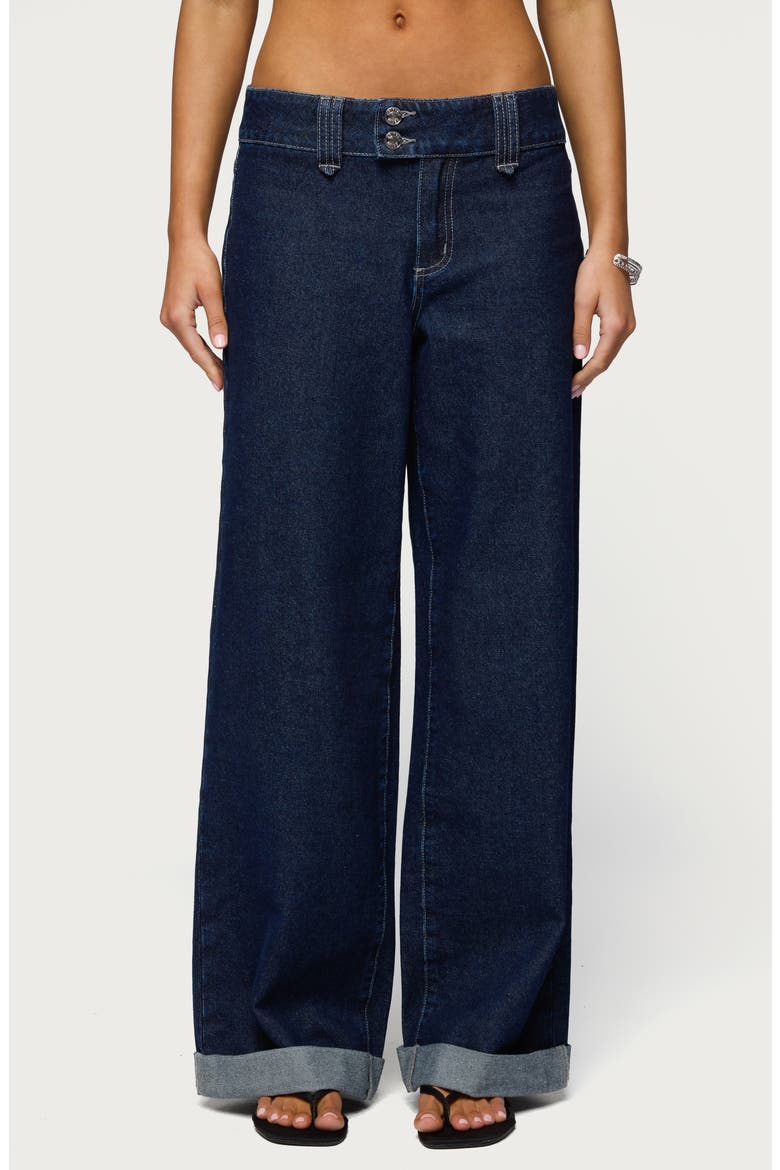 Cuffed Wide Leg Jeans, Main, color, INDIGO-RINSE-WASHED