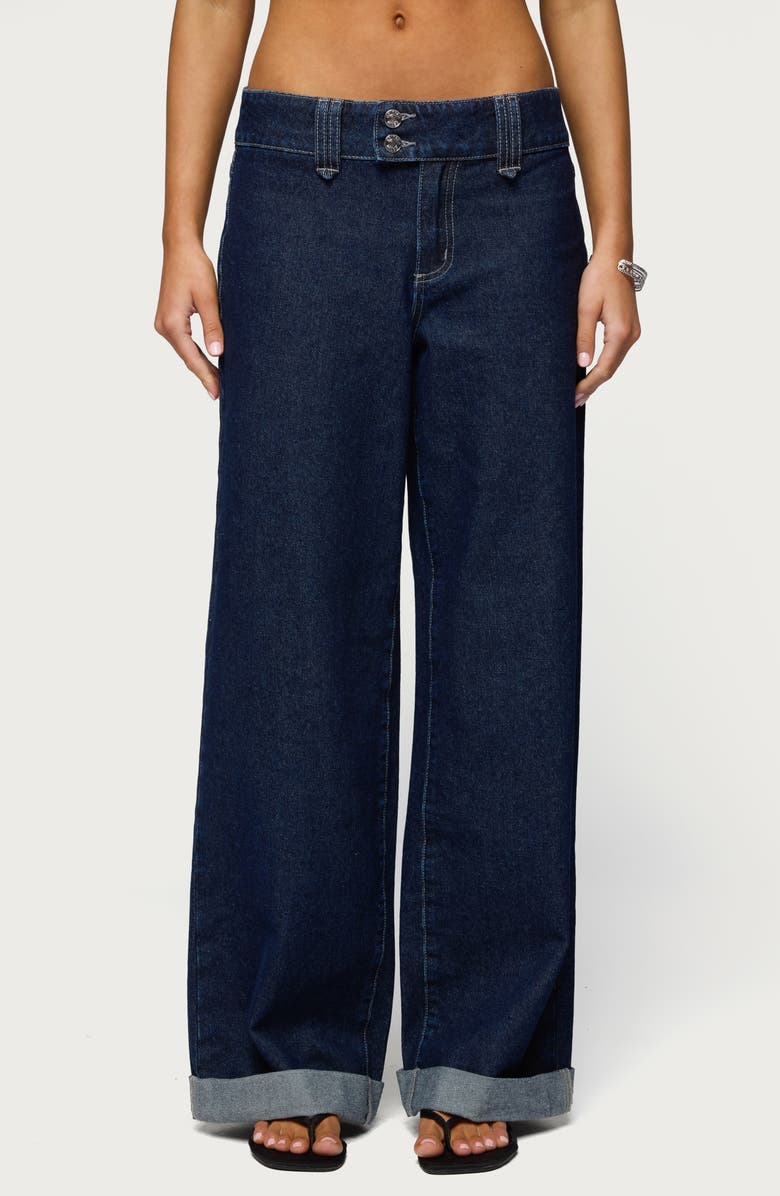EDIKTED Cuffed Wide Leg Jeans, Main, color, 