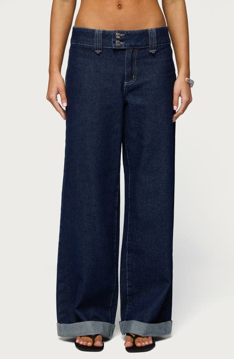 Cuffed Wide Leg Jeans