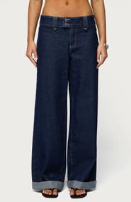 EDIKTED Cuffed Wide Leg Jeans