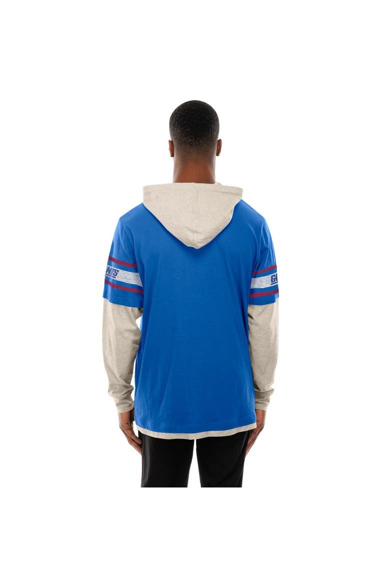 Men's New Era  Royal New York Giants Twofer Layered Long Sleeve Hoodie T-Shirt, Alternate, color, Royal