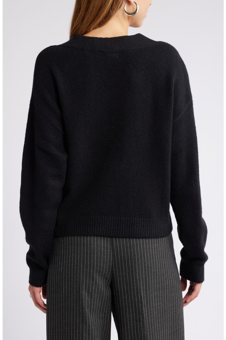 V-Neck Sweater, Alternate, color, BLACK