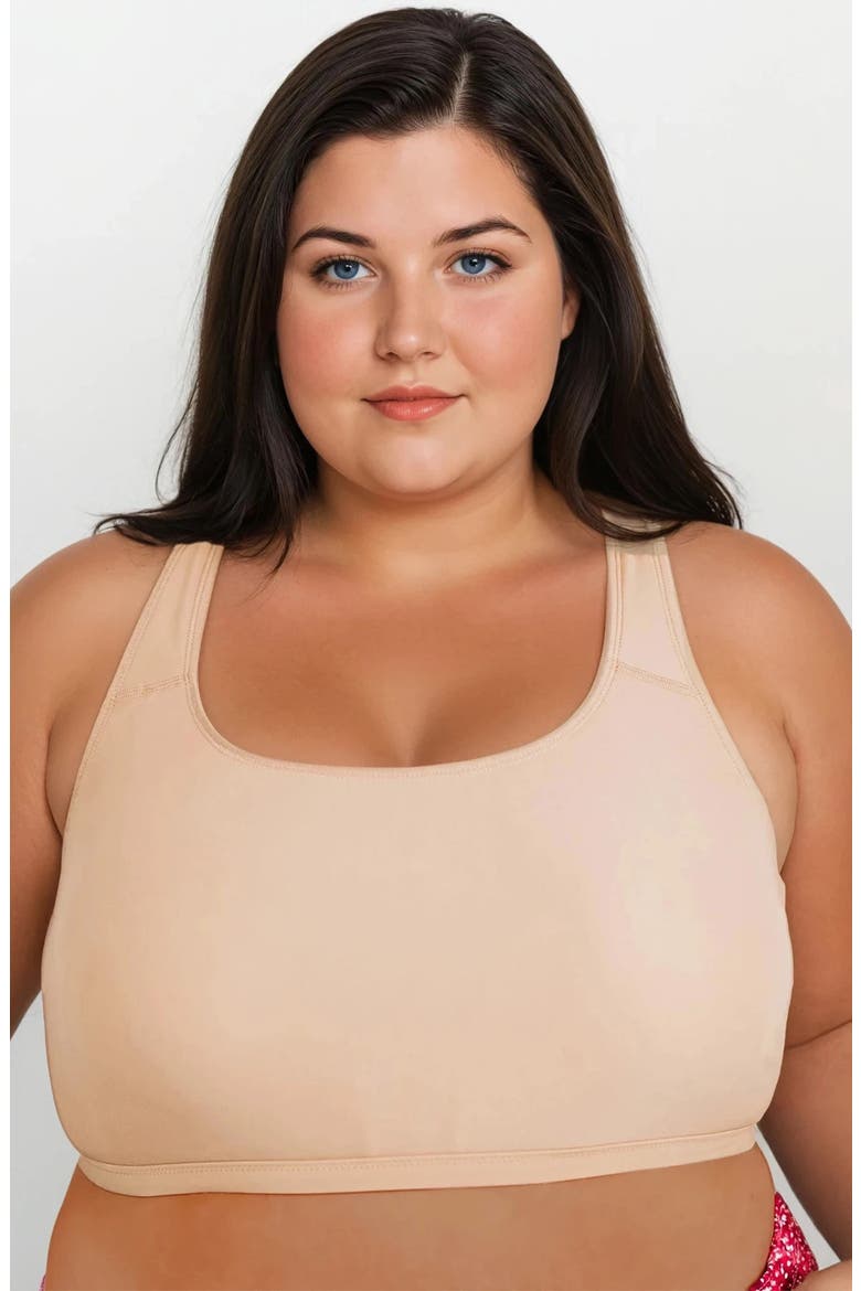 Plus Size Racerback Swim Bra, Main, color, Honey