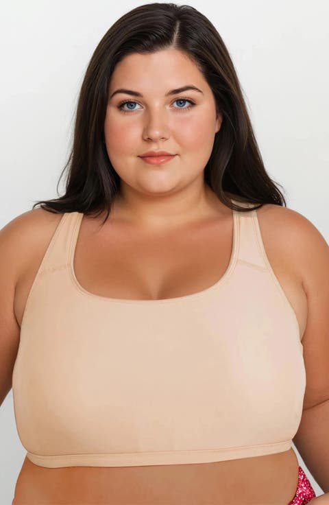 Plus Size Racerback Swim Bra With Removable Cups