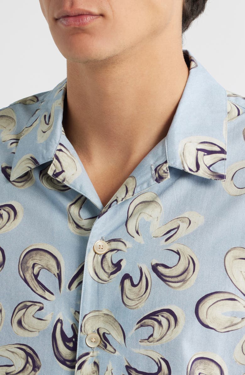PS Paul Smith Casual Fit Abstract Floral Cotton Camp Shirt, Alternate, color, Blue