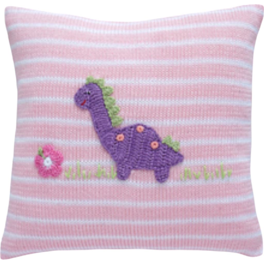 Melange Collection Knit Cotton 10 Dinosaur Pillow, Pink In Pink
