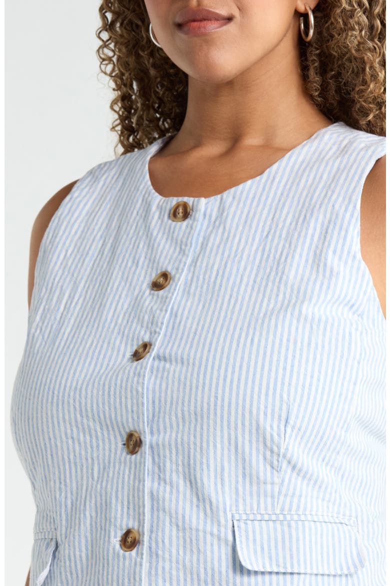 Front Button Vest, Alternate, color, IVORY- BLUE JANE STRIPE