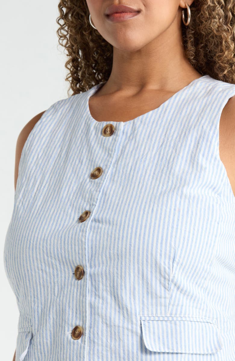 Caslon<sup>®</sup> Front Button Vest, Alternate, color, Ivory- Blue Jane Stripe