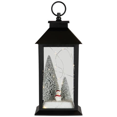 LED Lighted Snowman Winter Scene Christmas Lantern - 11"