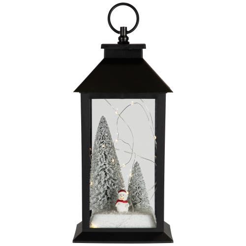 Northlight Led Lighted Snowman Winter Scene Christmas Lantern In Black