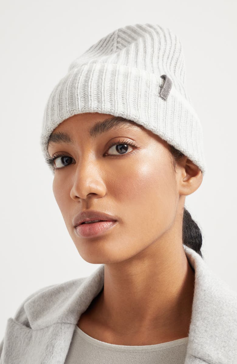 Brunello Cucinelli Knit beanie, Alternate, color, Light Grey