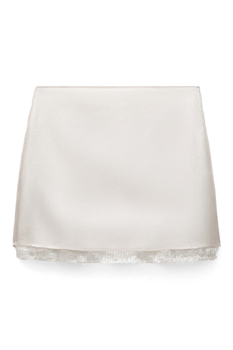 Sequin Hem Satin Miniskirt, Alternate, color, ECRU
