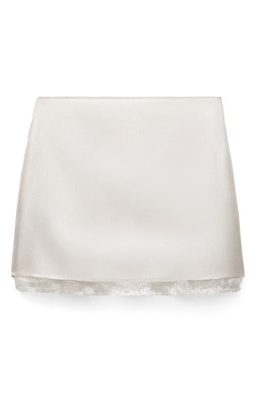 MANGO MANGO SEQUIN HEM SATIN MINISKIRT 