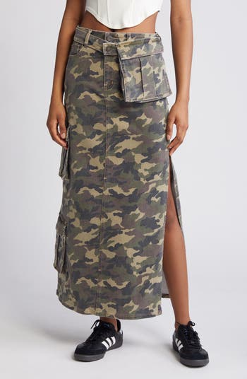 スカート AVANDRESS Camouflage Long Denim Skirt CAMO AD43SK51CA HIDDEN JEANS Camo Cargo Denim Maxi Skirt | Nordstrom