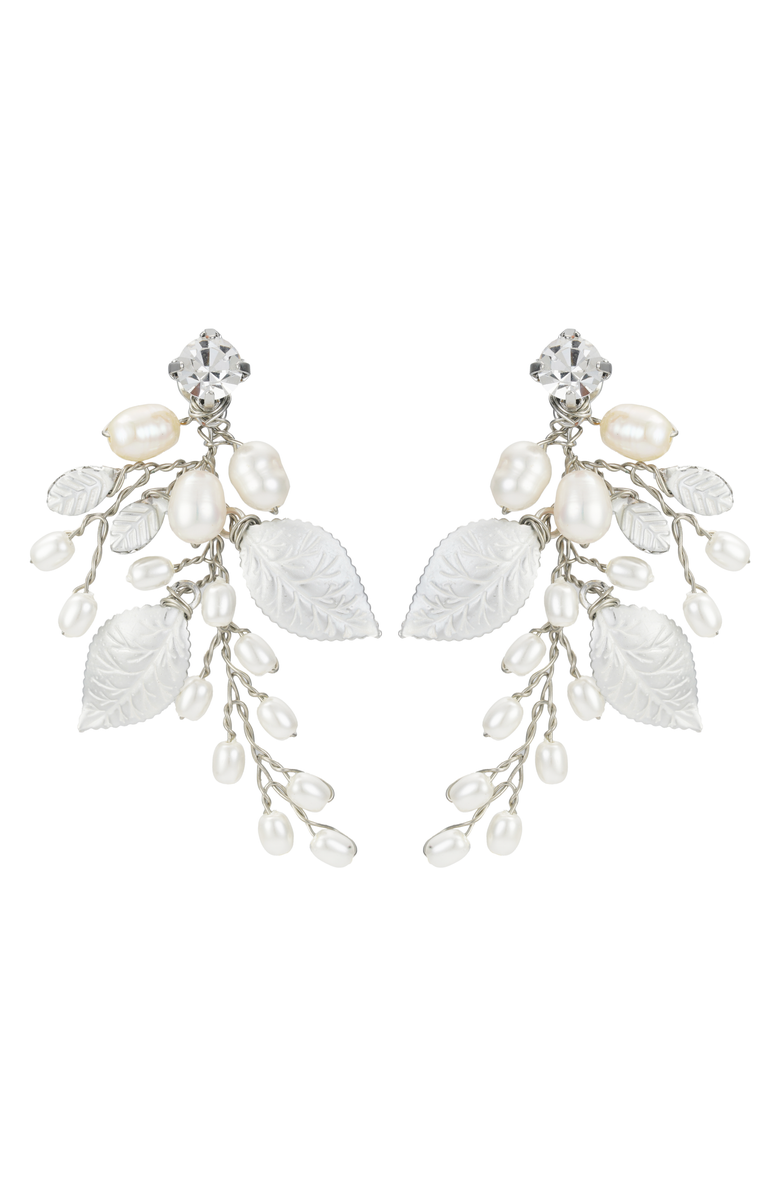 Untamed Petals Ryann Freshwater Pearl Drop Earrings, Main, color, Silver