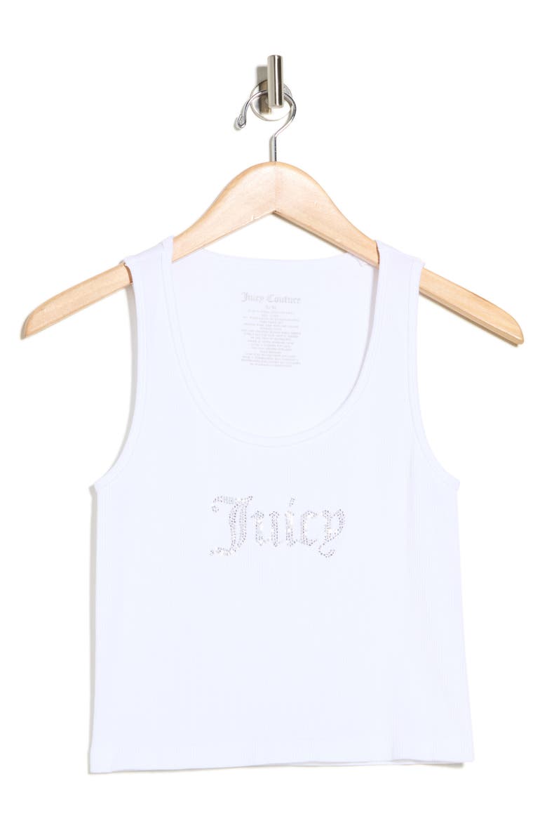 Juicy Couture Rhinestone Logo Seamless Crop Tank, Alternate, color, White