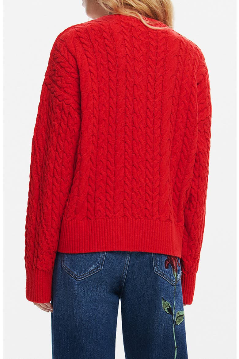 Exeter Cable Crewneck Sweater, Alternate, color, RED