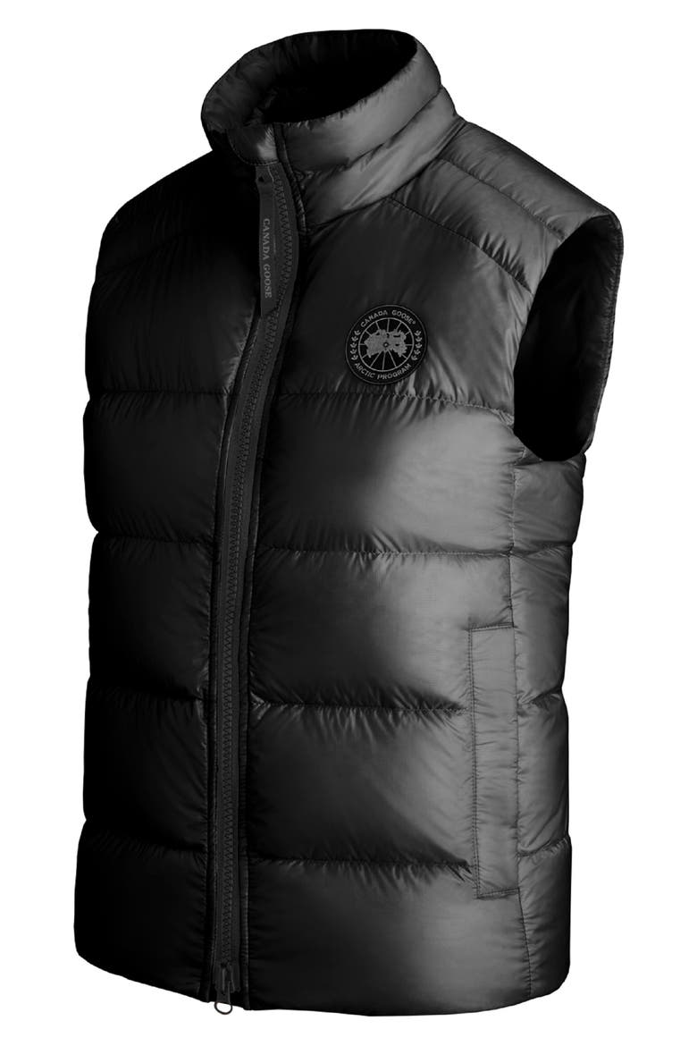 Cypress Water Resistant & Wind Resistant 750 Fill Power Down Recycled Nylon Packable Vest, Alternate, color, BLACK