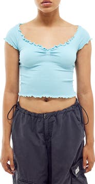 BDG Urban Outfitters Elsie Cap Sleeve Rib Crop Top