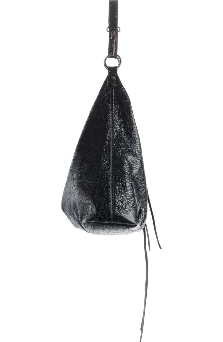 Balenciaga Le City Crinkled Leather Hobo Bag, Alternate, color, 1000 Black