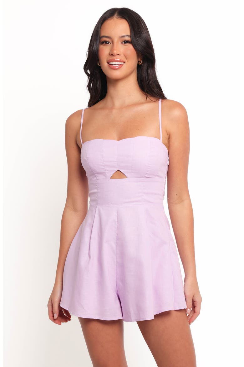 Rycee Cutout Linen & Cotton Romper, Alternate, color, LILAC