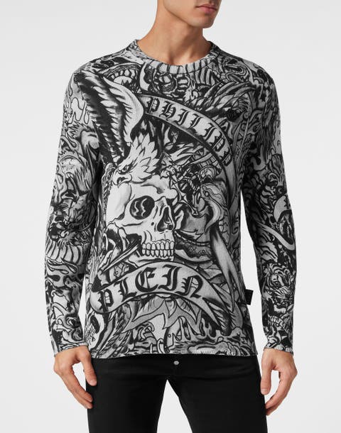 Pullover Round Neck Tattoo Men