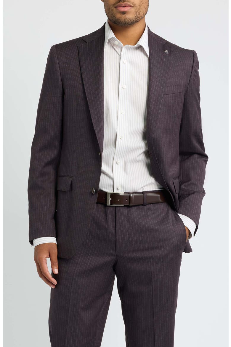 Esprit Striped Wool Suit, Alternate, color, BURGUNDY