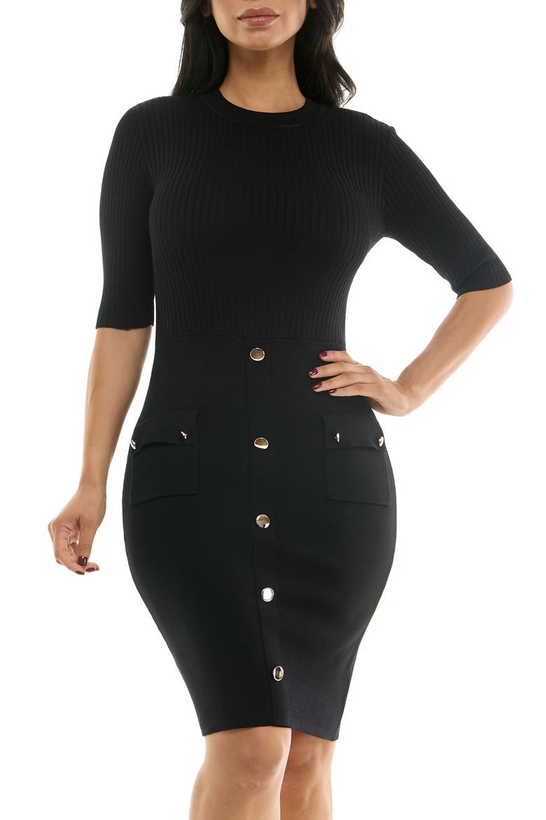 Body-Con Sweater Dress, Alternate, color, BLACK