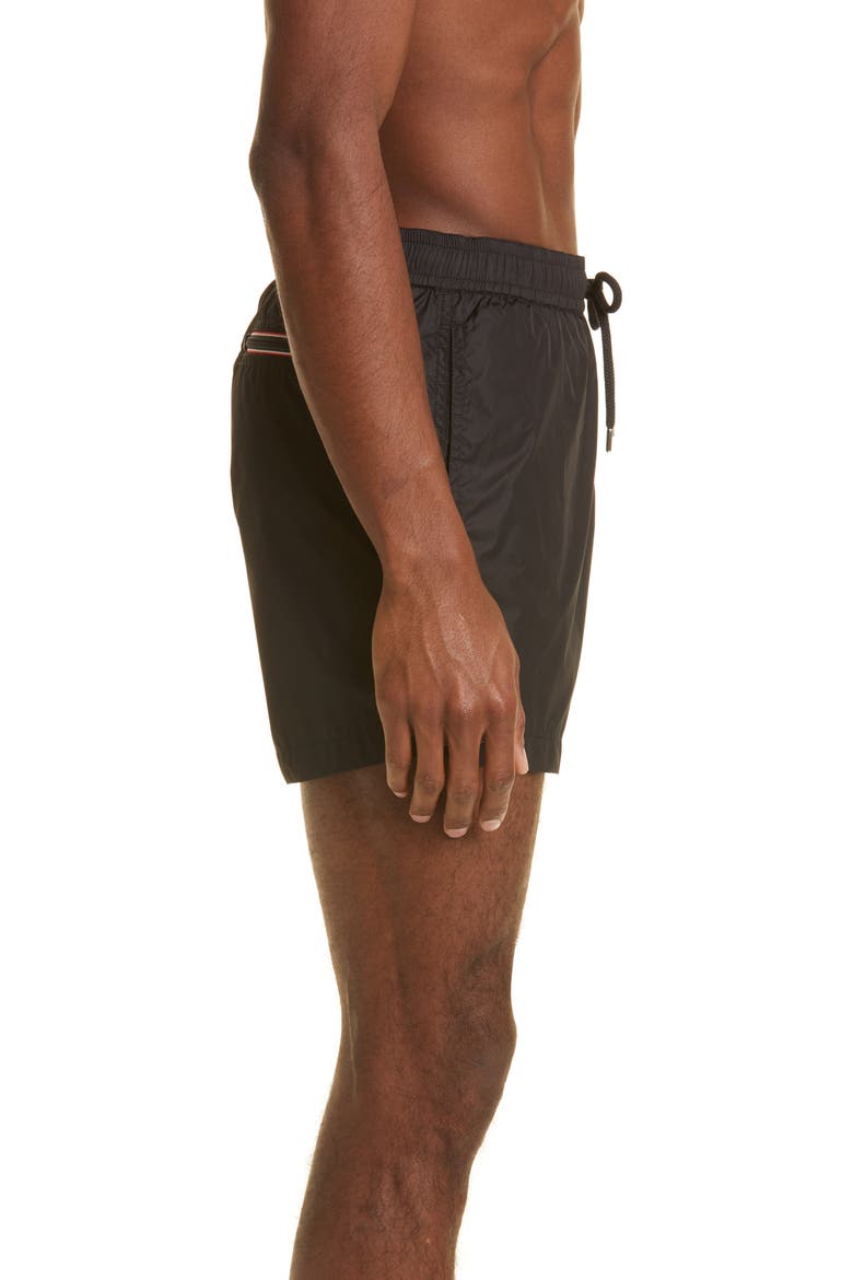Logo Patch Swim Trunks, Alternate, color, BLACK