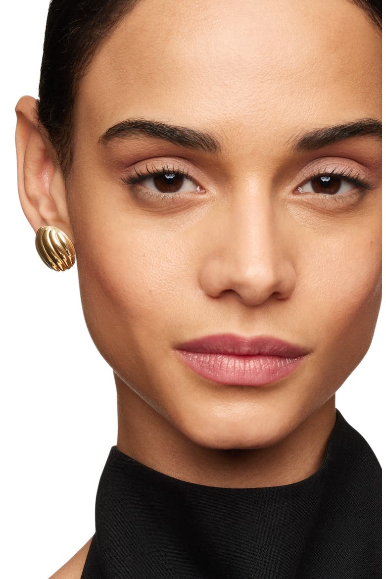 Sculpted Cable Stud Earrings, Alternate, color, 18K YELLOW GOLD