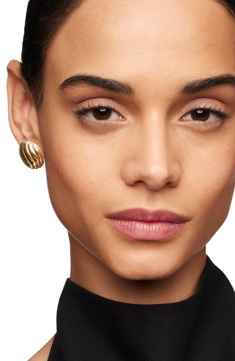 David Yurman Sculpted Cable Stud Earrings, Alternate, color, 18K Yellow Gold