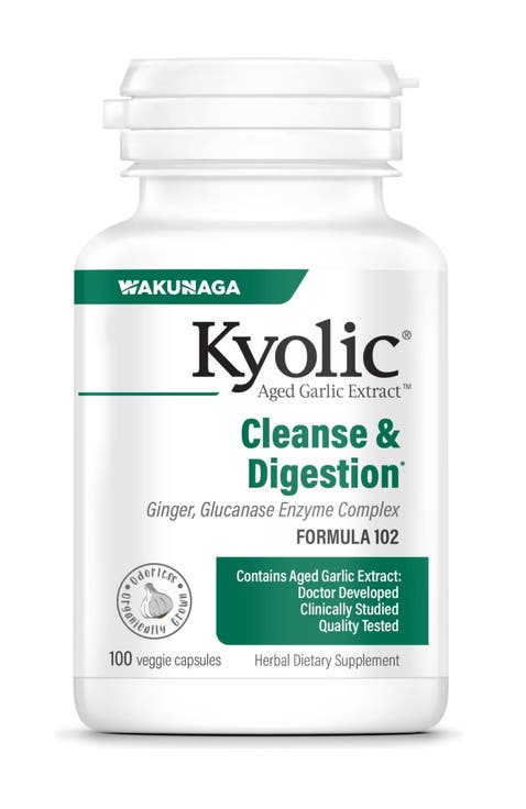 Aged Garlic Extract Formula 102, Cleanse & Digestion, Ginger and Enzyme Complex, 100 Capsules