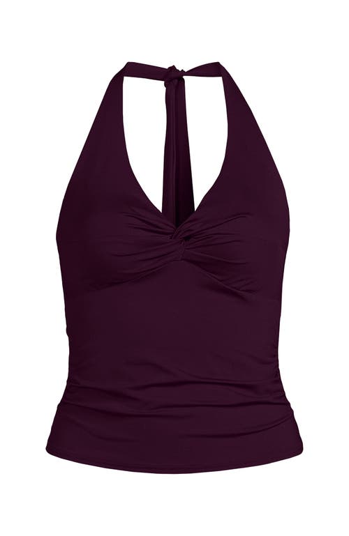 Lands' End Twist Halter Tankini Top In Burgundy