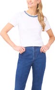CeCe Denim Trim T-Shirt