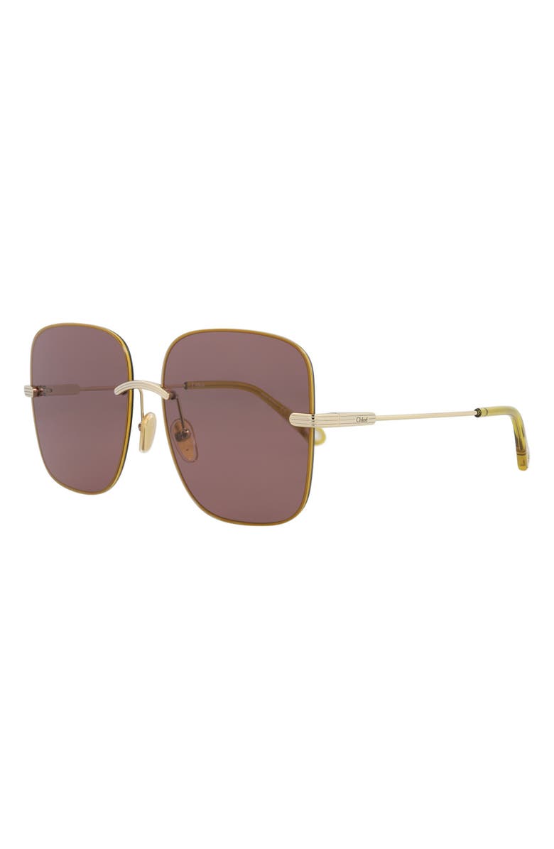 Chloé 61mm Square Sunglasses, Alternate, color, Gold Gold Violet