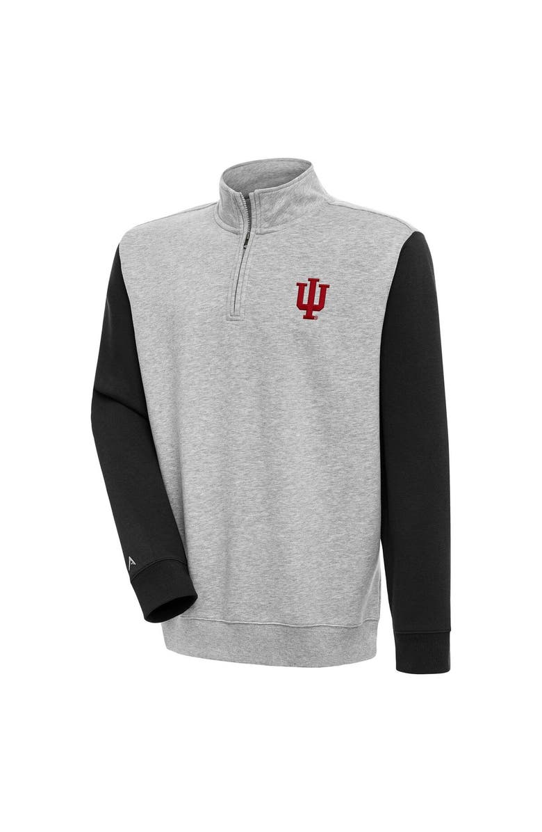 ANTIGUA Men's Antigua  Heather Gray Indiana Hoosiers Victory Quarter-Zip Pullover Top, Main, color, 