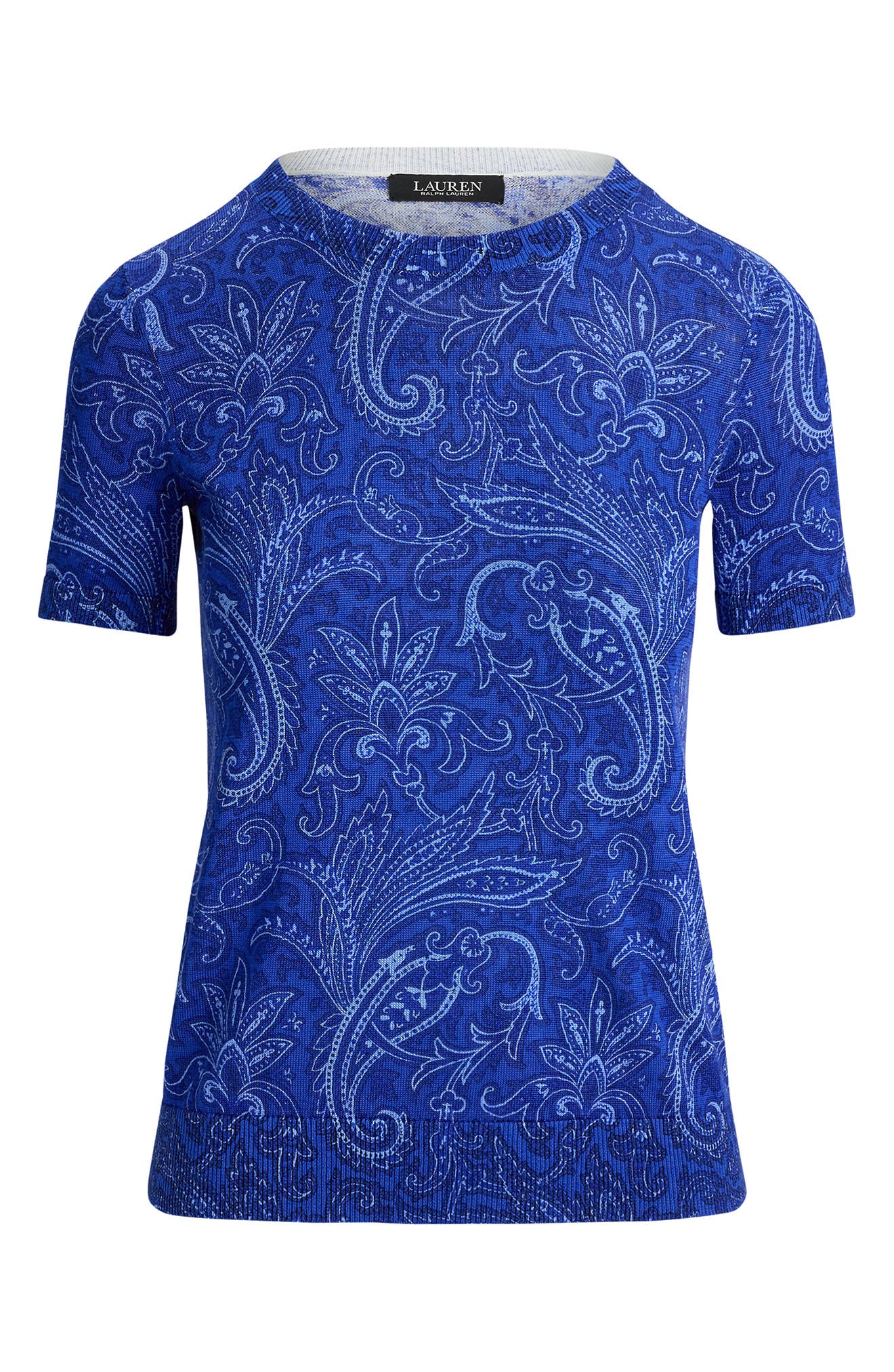 Lauren Ralph Lauren Paisley Short Sleeve Sweater (Women) | Nordstromrack