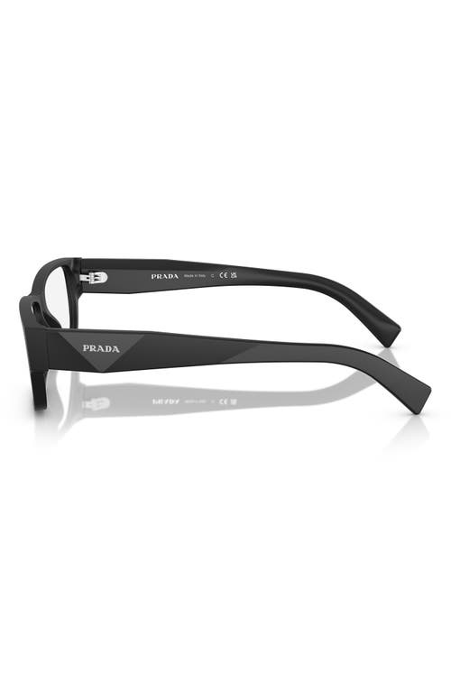 Prada 57mm Rectangular Optical Glasses In Matte Black