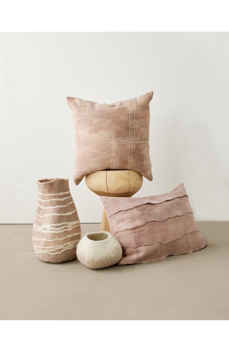 kanju Interiors Soft Stone Ombre Decorative Wool Ukhamba Bowl - Set of 3, Main, color, Natural