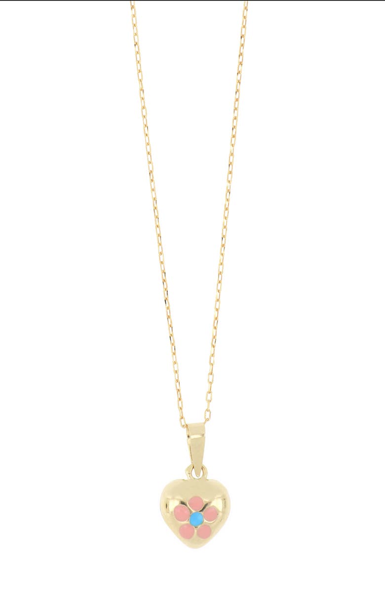Bony Levy Kids' 14K Gold Flower Heart Pendant Necklace, Main, color, 