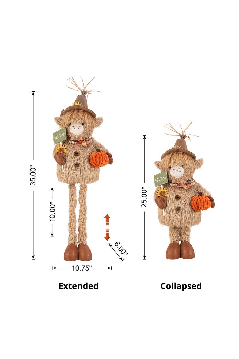 Fall Fabric Highland Cow Pumpkin Dog Porch Decor With Telescoping Legs, Alternate, color, Orange
