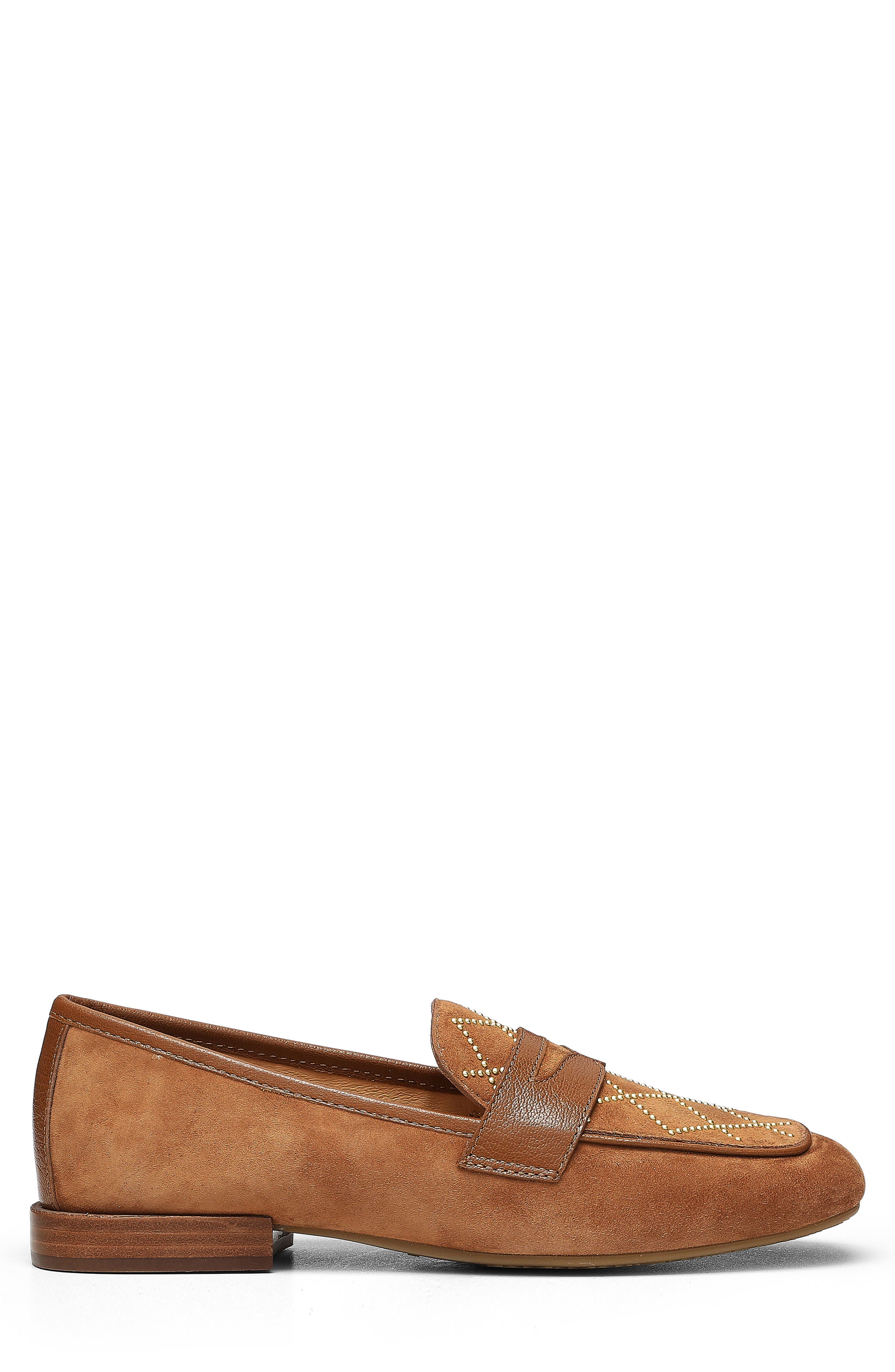 Bel Studded Loafer, Alternate, color, SADDLE