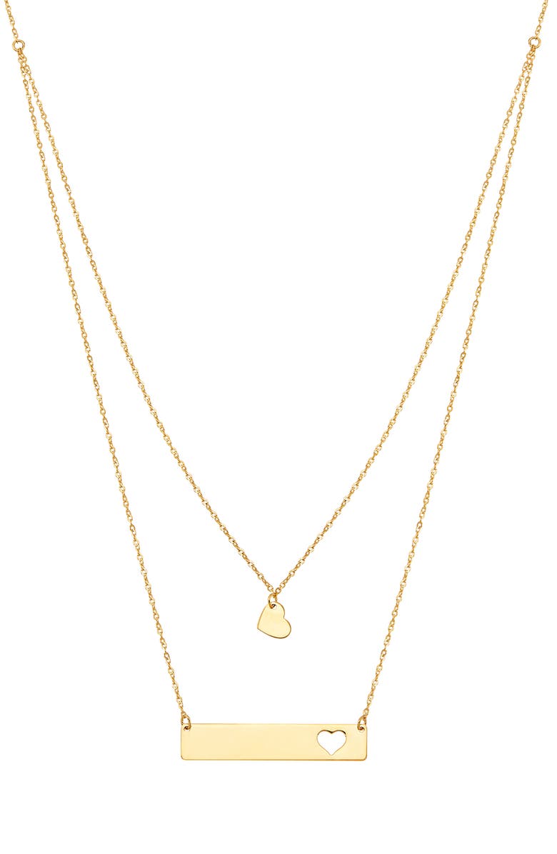 Frankie & Zoe Heart Cutout Layered Chain Necklace, Main, color, Yellow Gold