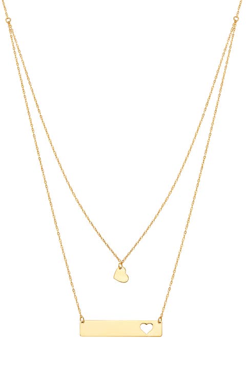 Heart Cutout Layered Chain Necklace