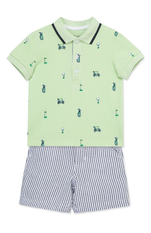 Little Me Baby Boys Cotton Golf Polo & Striped Shorts Set In Blue