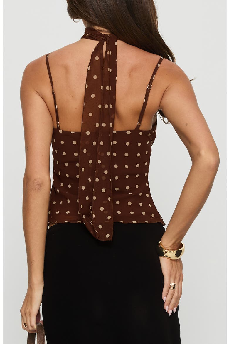 Mishy Scarf Detail Camisole, Alternate, color, BROWN POLKA