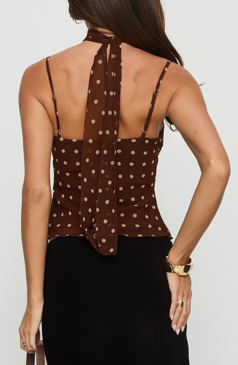 Princess Polly Mishy Scarf Detail Camisole, Alternate, color, Brown Polka